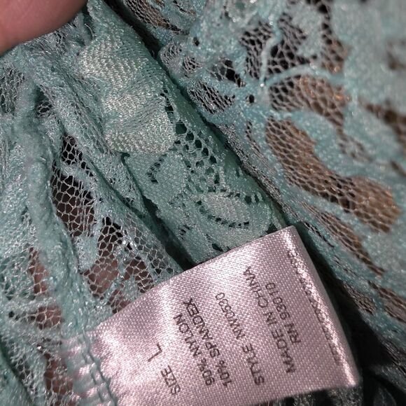 🧚‍♀️Fairycore Aqua Lace Lingerie Mini Slip Dress Open Back Large ✨️ - Picture 4 of 4